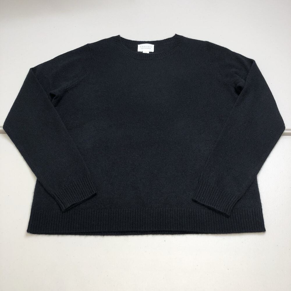 Caslon Women’s 100% Cashmere Crewneck Sweater Black Size Large MSRP 129$